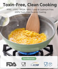 Ceramic Nonstick Wok Frying Pan, 5.7QT