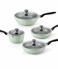 Family Ceramic Nonstick Cookware Set - Cozy Greenish