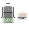 G67 Two-Tier Electric Food Steamer with Waterless Ceramic Steam Pot - Bundle Offer