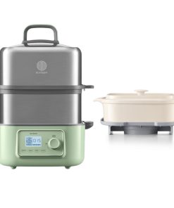 G67 Two-Tier Electric Food Steamer with Waterless Ceramic Steam Pot - Bundle Offer