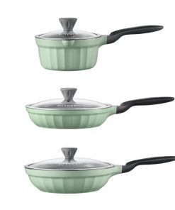 Ceramic Nonstick Frying Pan Duo & Saucepan - Green Bundle