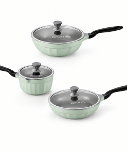 Chef's Ceramic Nonstick Cookware Set - Cozy Greenish
