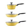Ceramic Nonstick Frying Pan Duo & Saucepan - Yellow Bundle