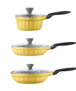 Ceramic Nonstick Frying Pan Duo & Saucepan - Yellow Bundle