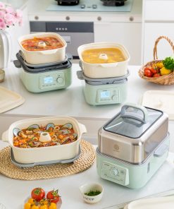 G52 Two-Tier Electric Food Steamer with Waterless Ceramic Steam Pot - Bundle Offer