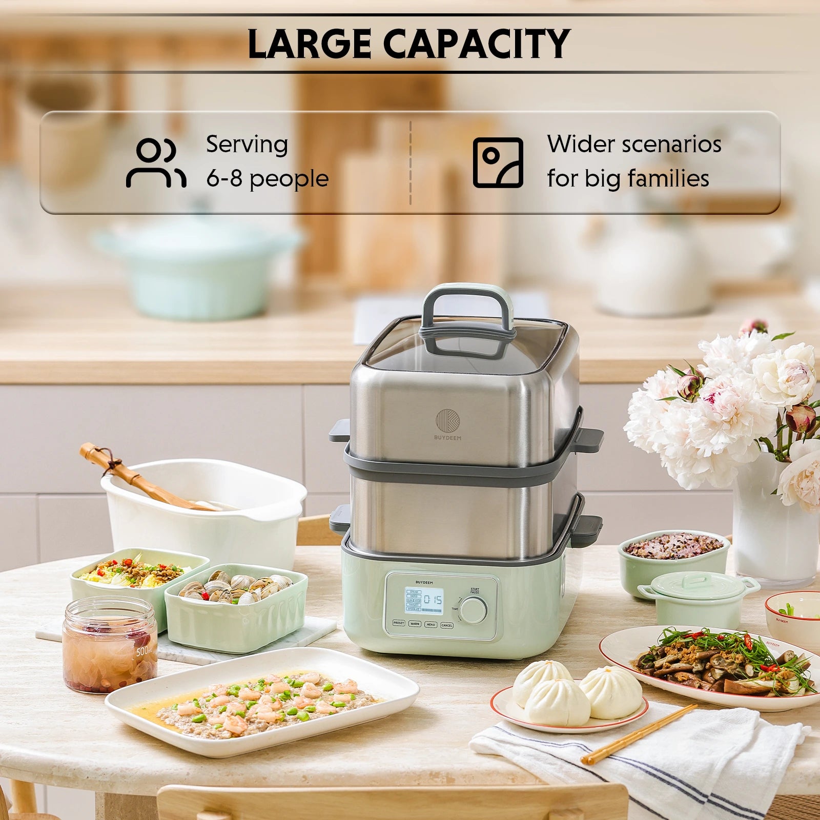 sm-image-ab69de9ce65a938e1411f7e5 G67 Two-Tier Electric Food Steamer, 14.8QT