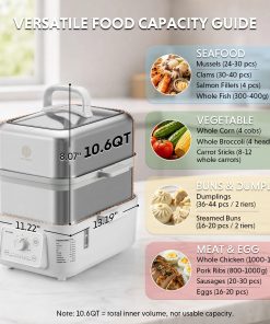 G52 Two-Tier Electric Food Steamer, 10.6QT