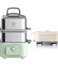 G52 Two-Tier Electric Food Steamer with Waterless Ceramic Steam Pot - Bundle Offer