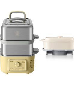 G52 Two-Tier Electric Food Steamer with Waterless Ceramic Steam Pot - Bundle Offer