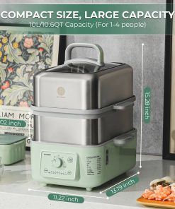 G52 Two-Tier Electric Food Steamer with Waterless Ceramic Steam Pot - Bundle Offer